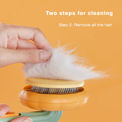 Pumpkin Cat Brush, Self Cleaning Slicker Brush