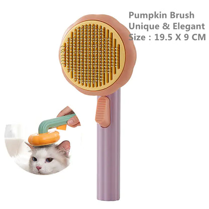 Pumpkin Cat Brush, Self Cleaning Slicker Brush