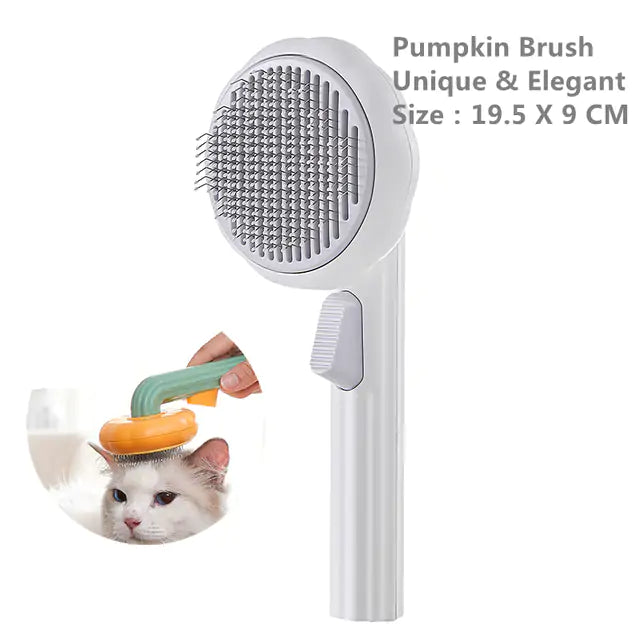 Pumpkin Cat Brush, Self Cleaning Slicker Brush