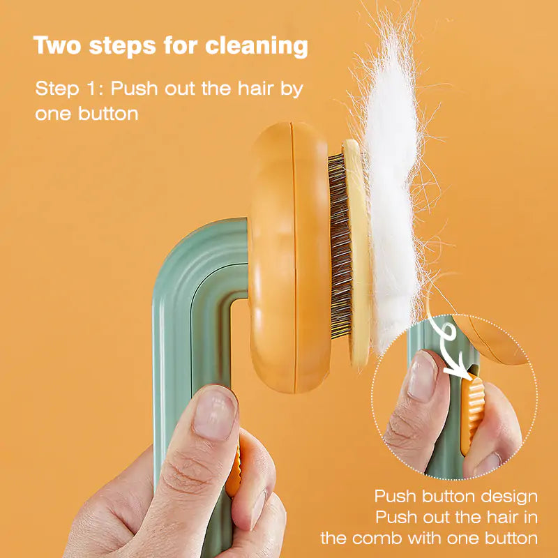 Pumpkin Cat Brush, Self Cleaning Slicker Brush