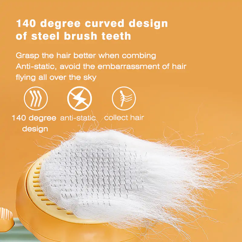 Pumpkin Cat Brush, Self Cleaning Slicker Brush