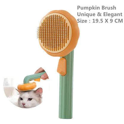 Pumpkin Cat Brush, Self Cleaning Slicker Brush